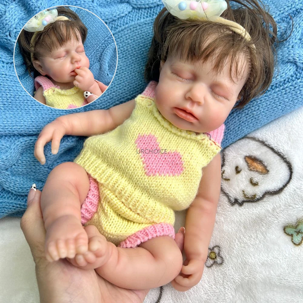 

30CM LouLou Can Open Mouth Girl Full Soft Silicone Reborn Baby Doll with Rooted Hair Handmade Cute Toy Realistic Newborn Doll