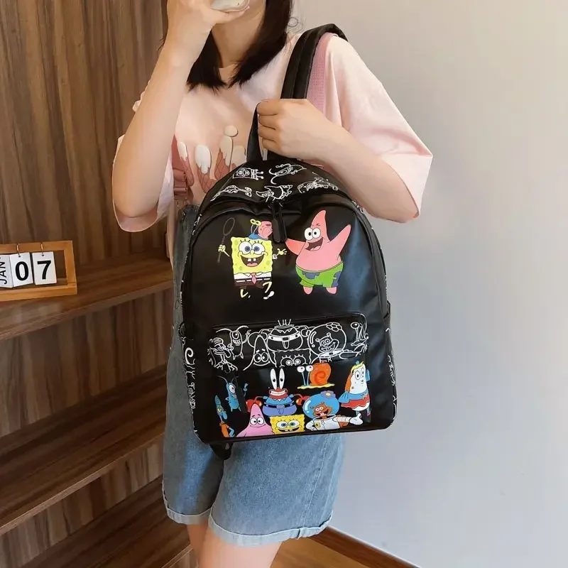 Nueva mochila bonita de dibujos animados de Bob Esponja, pantalones cuadrados, regalo para niña y niño, bolso escolar, regalo para estudiantes