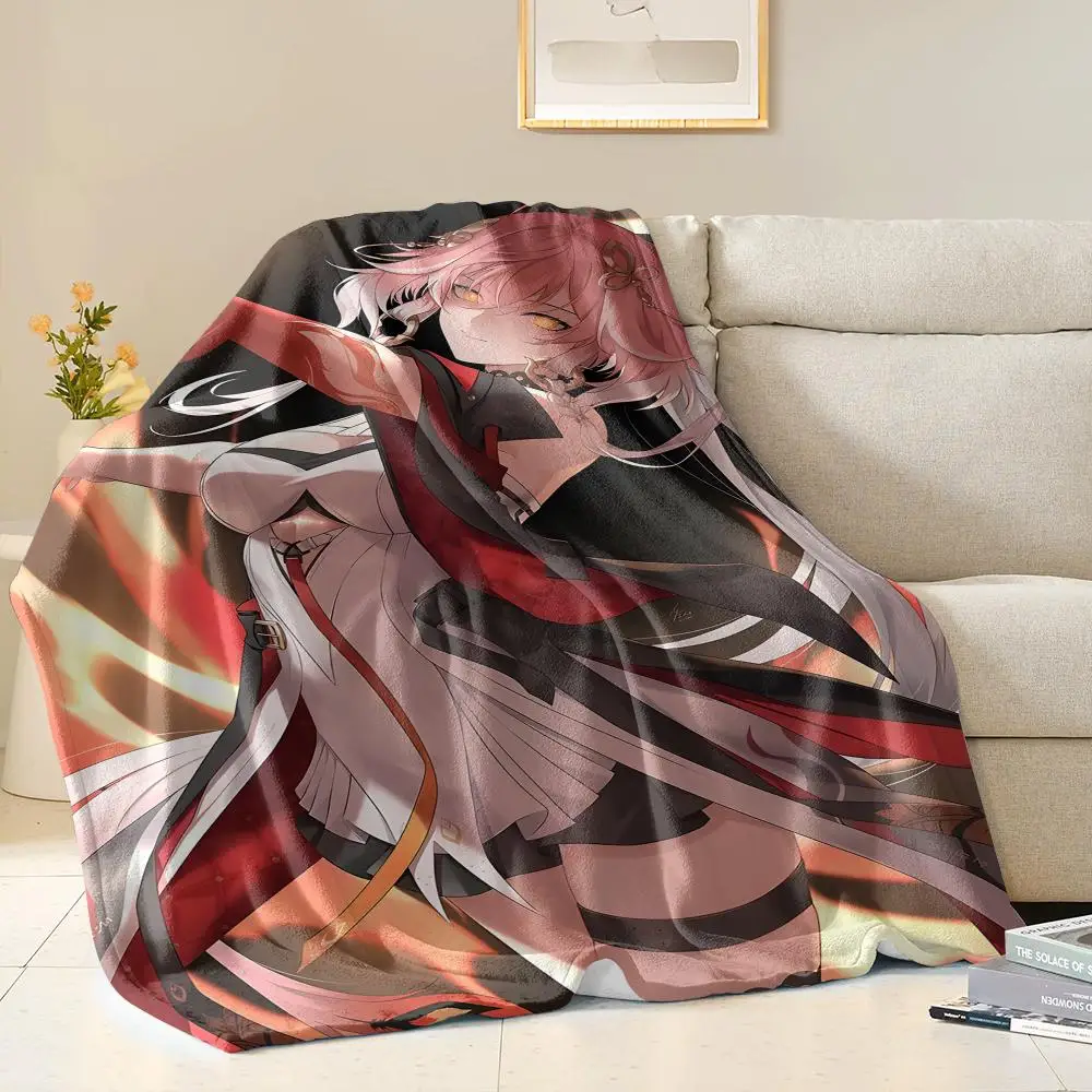 Wuthering Waves Changli Throw Soft Flannel Throw Blanket for Sofa Bed Couch Air Conditioning Blanket for Office Naps Home Travel