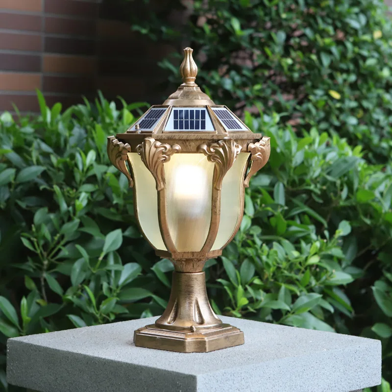 Solar stigma lamp dual-purpose outdoor waterproof villa outdoor courtyard door pillar wall lamp