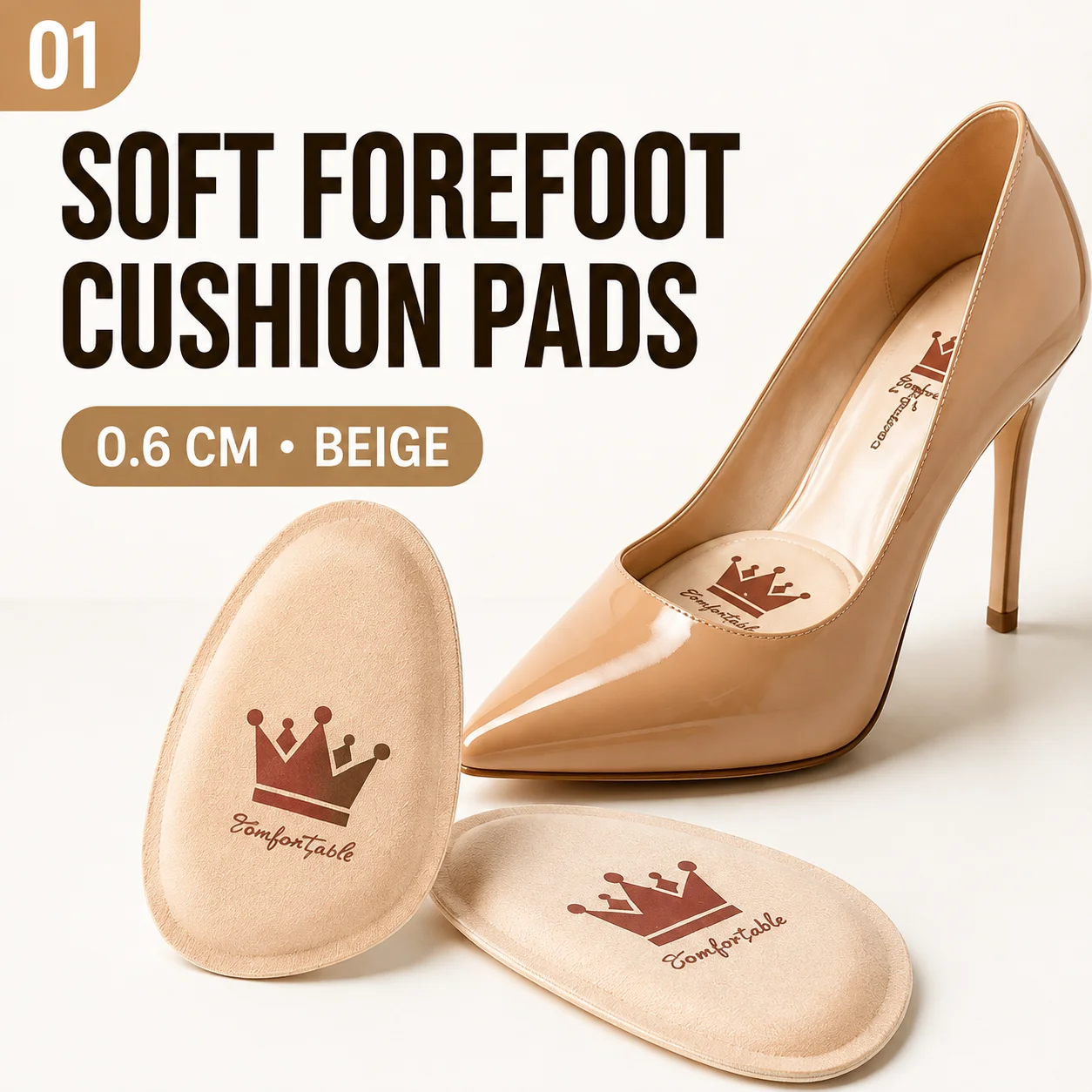 Coussinet Avant-Pied Pour Femmes, Soulagement De La Douleur, Demi-Semelles IntéRieures, Chaussures à Talons Hauts, Coussin AntidéRapant, Respirant, Absorbant La Sueur-image