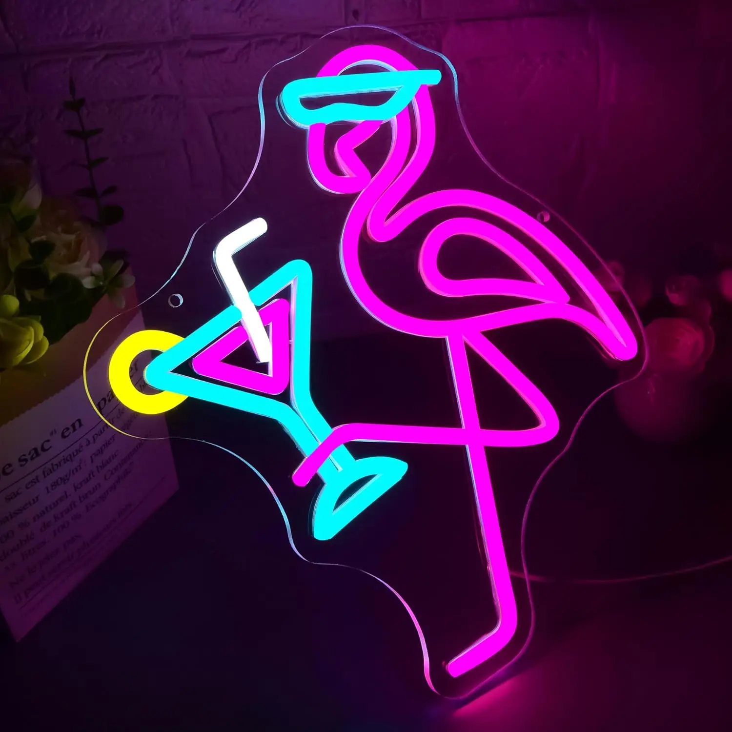 

Фламинго Коктейльная Неоновая Вывеска Размерная Светящаяся Вывеска Настенный Декор для Человека Пещера Коктейльный Бар Домашняя Гостиная Бассейн Вечеринка День Рождения Gi