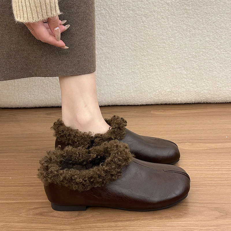 Retro-style Women's 2026 Autumn-winter New Style Warm-heeled Padded Ankle Boots