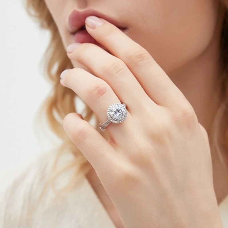 

Кольца с муассанитом 1.5/2/3/4 карата для женщин, из стерлингового серебра S925, цвет D, VVS1, круглые бриллианты с сертификатом GRA, для помолвки и свадьбы, женские ювелирные украшения