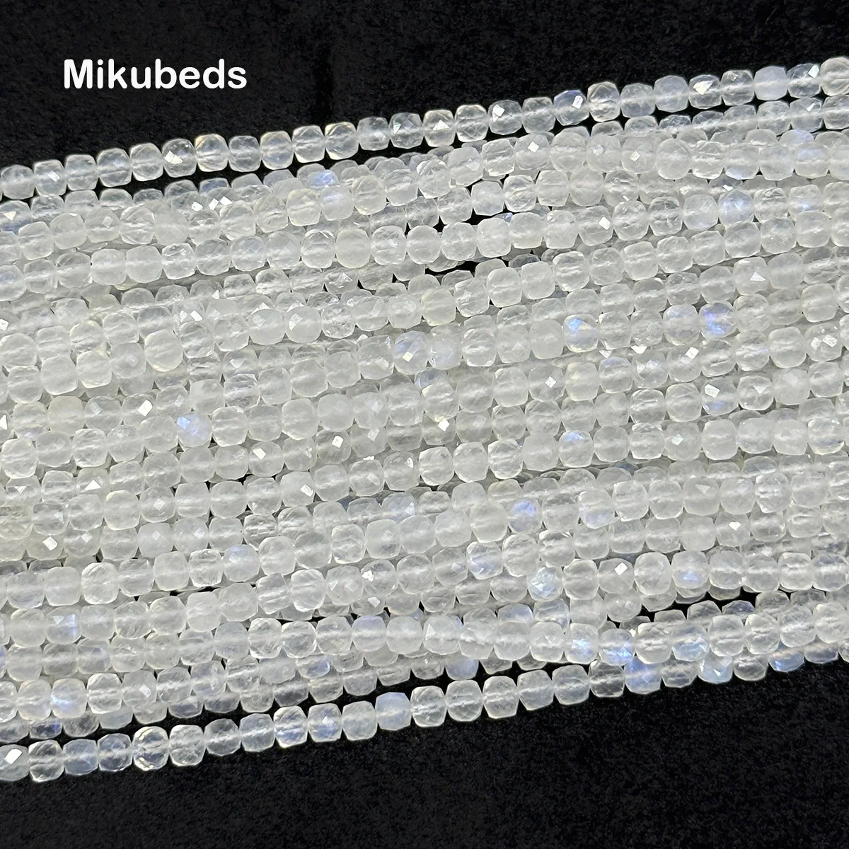 Wholesale Natural 4mm A+ Moonstone Faceted Cube Loose Beads For Making Jewelry DIY Stone Necklace Strand Mikubeads