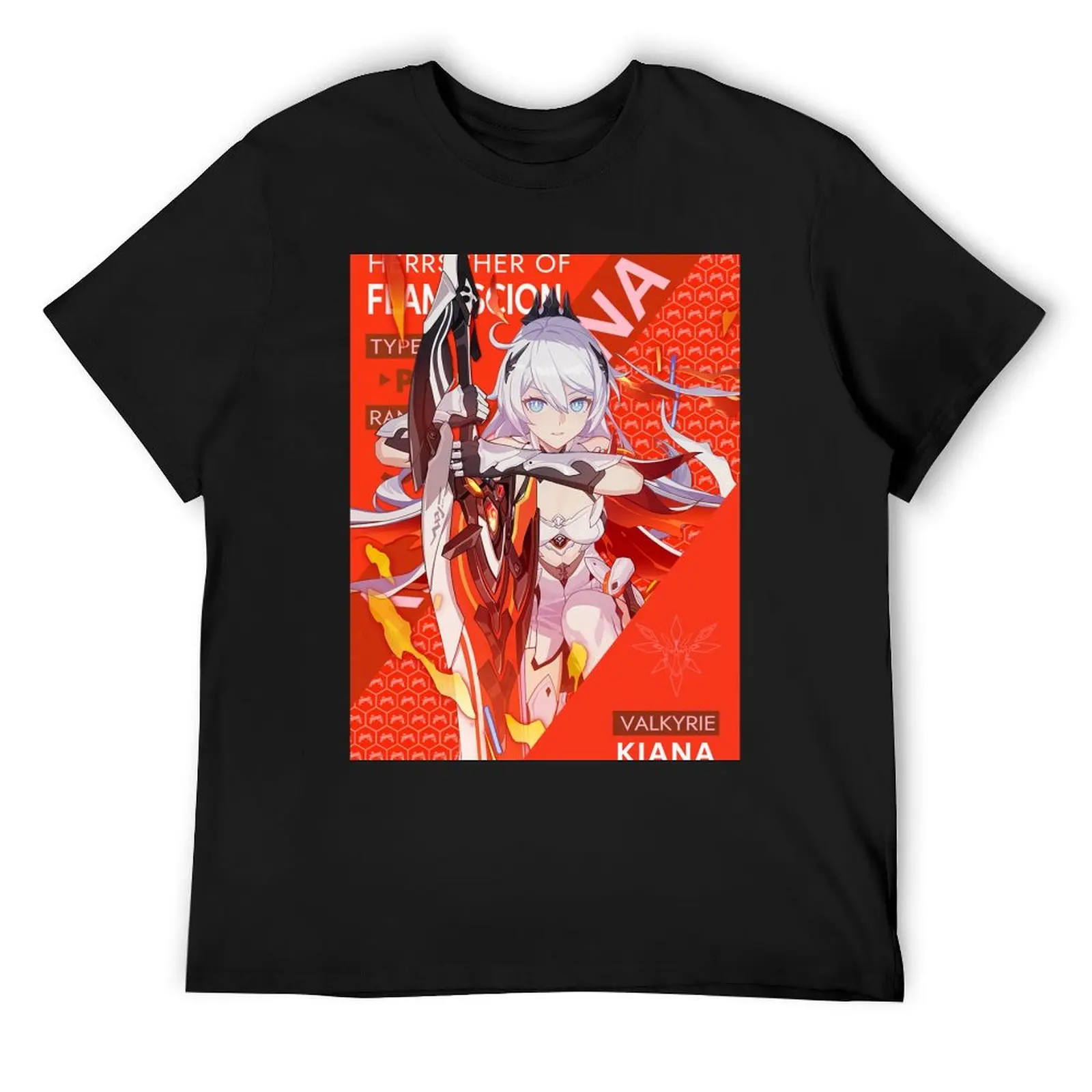 Kiana Kaslana Herrscher of Flamescion Honkai Impact T-Shirt man clothes blue archive customs black t shirts for men