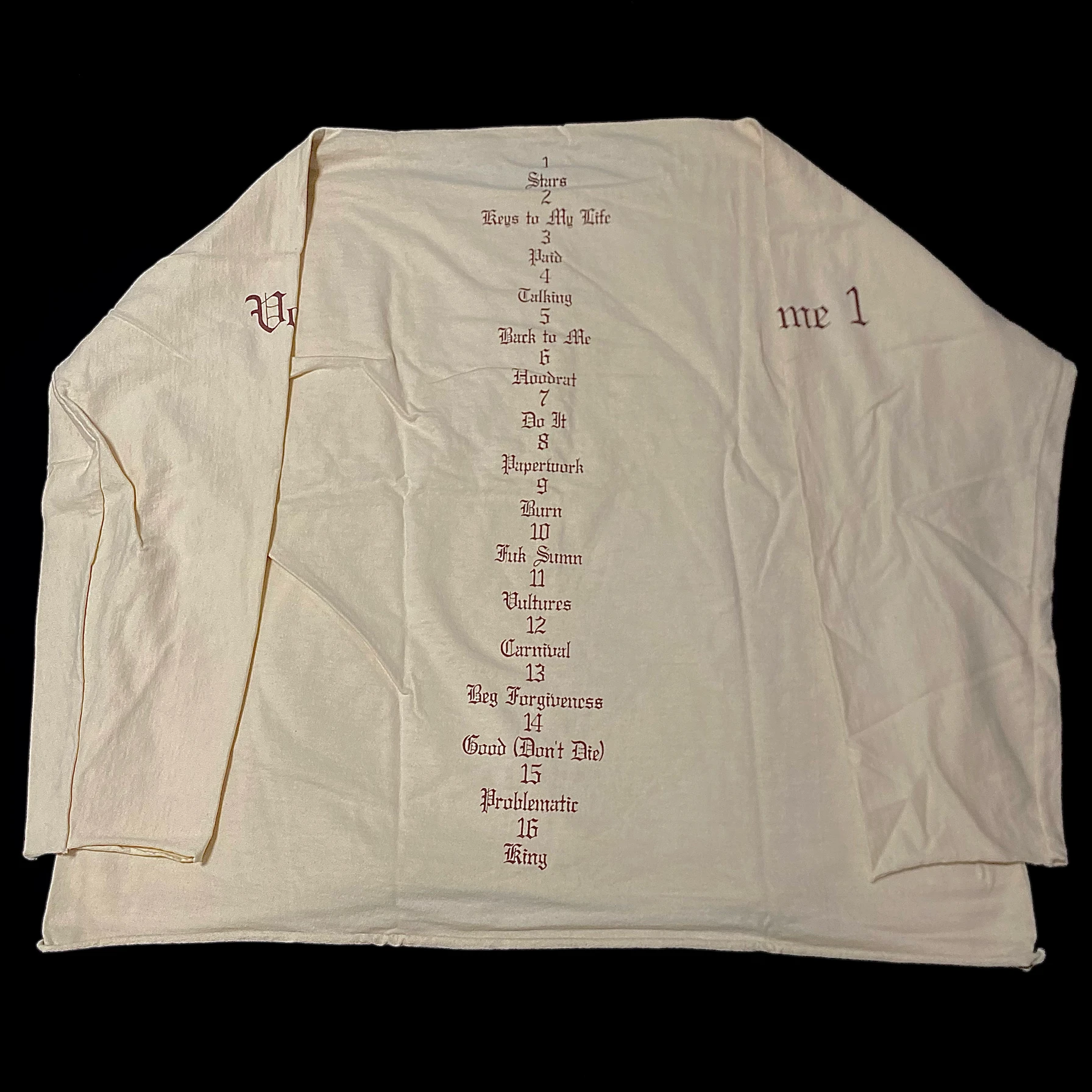 Yeezy Vulture Gosh White Long Sleeve T-Shirt Vintage Style Breathable Loose Fit Youthful Trend Daily Wear Spring Autumn