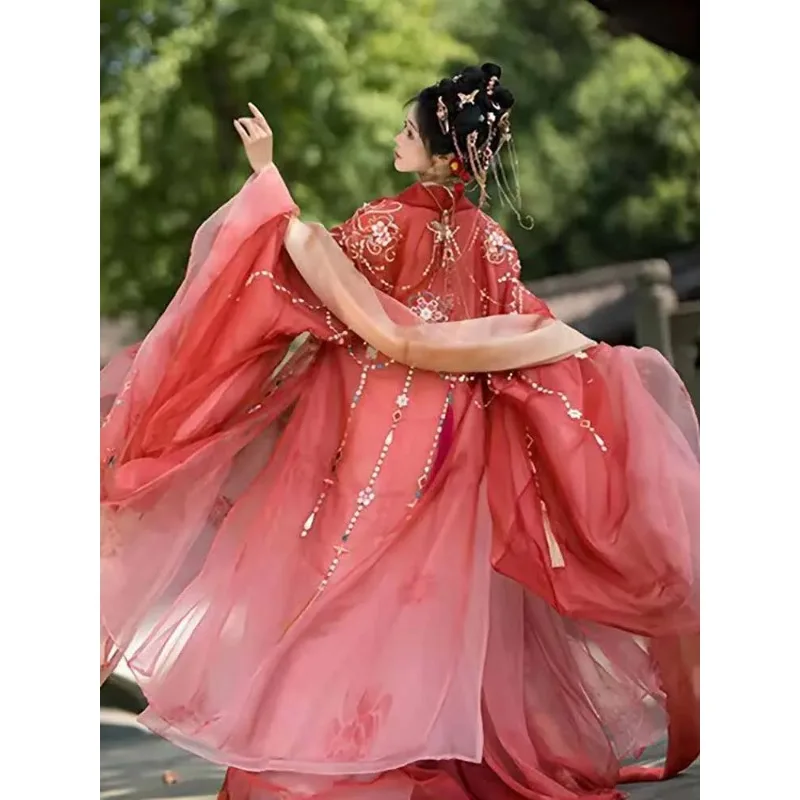 

Hanfu Dress Women Chinese Ancient Red Embroidered Hanfu Suits Female Stage Performance Carnival Cosplay Costume Hanfu Dress