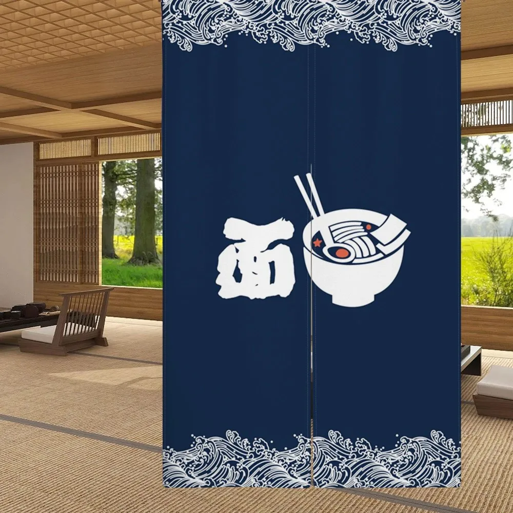 VIKAMA Custom Logo Print Door Curtain Room Divider Half Privacy Screen for Cafe Kitchen Shop Bathroom Fabric Home Decor view 5
