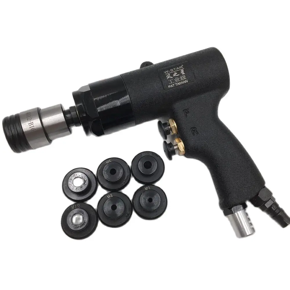 200rpm 400rpm Pneumatic Tapping Machine Portable Air Drill Tapper Tool Handheld + 6pc M3/M4/M5/(M6-8)/M10/M12 Chuck Set