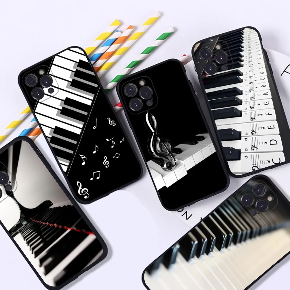 

Black White Music Piano Keys Notes Phone Case For IPhone 14 11 12 13 Mini Pro Max 8 7 6 6S Plus X SE 2020 XR XS Funda Case