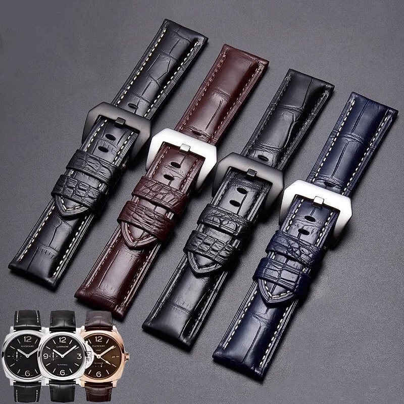 

22mm 24mm 26mm Crocodile Leather Watch Strap For Panerai 1950 PAM441 111 380 382 Men Watchband Bracelet Wristband Accessories