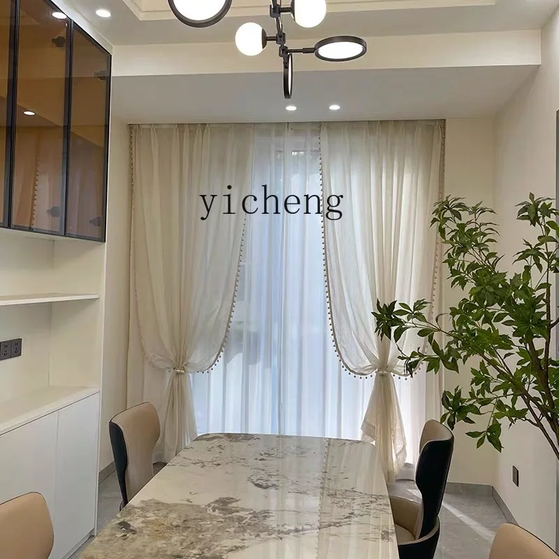 

Custom Cotton Linen Sheer Curtains Light Blocking Privacy Living Room Balcony Sun Protection Heat Insulation Lace White Sheer