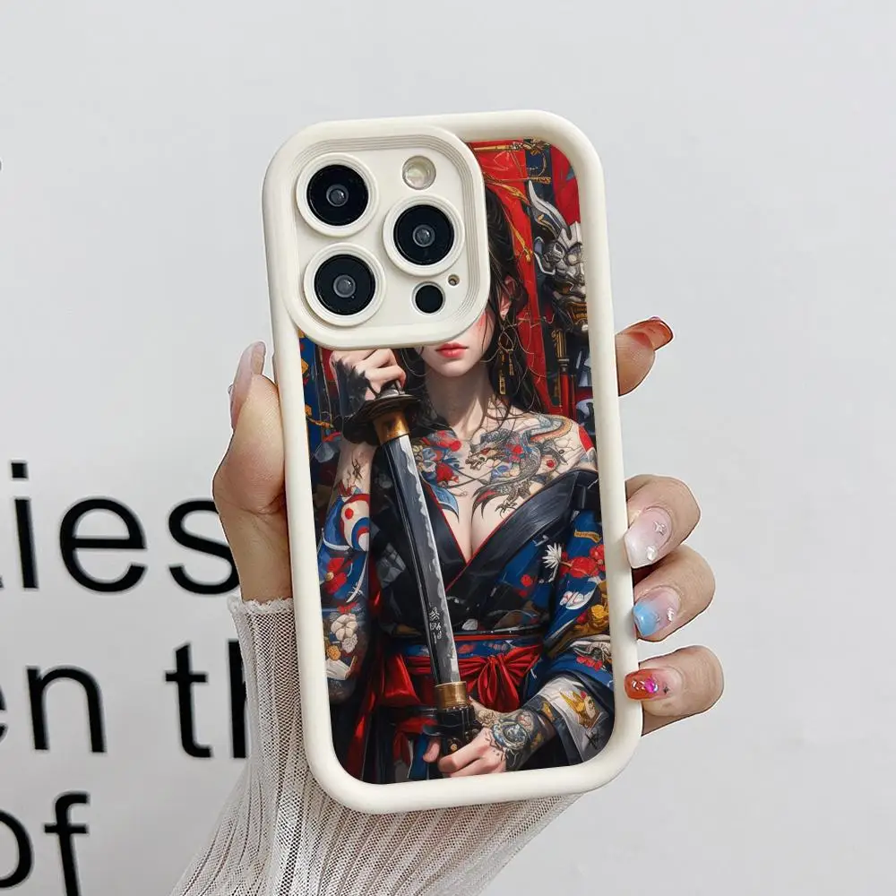 

Retro Tattoo Girl Mobile Phone Case for iPhone 17 16 15 14 13 12 11 Air Pro Max Plus Thicken TPU Colorful Cover Cover Pretty