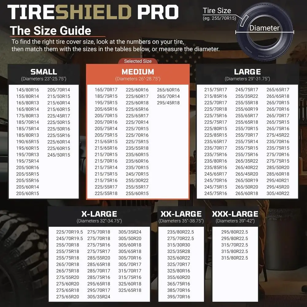 مجموعة أغطية الإطارات TIRESHIELD PRO مكونة من 4 قطع - أغطية عجلات شديدة التحمل مقاومة للأشعة فوق البنفسجية في جميع الأحوال الجوية مع نظام قفل العاصفة - حماية دائرية عامة #5