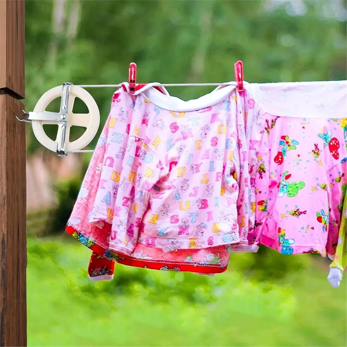 2026 New Tool Clothesline Kit, Nylon Clothesline Pulley Kit, 150ft Polyester Clothes Line Rope Outdoors Heavy Duty