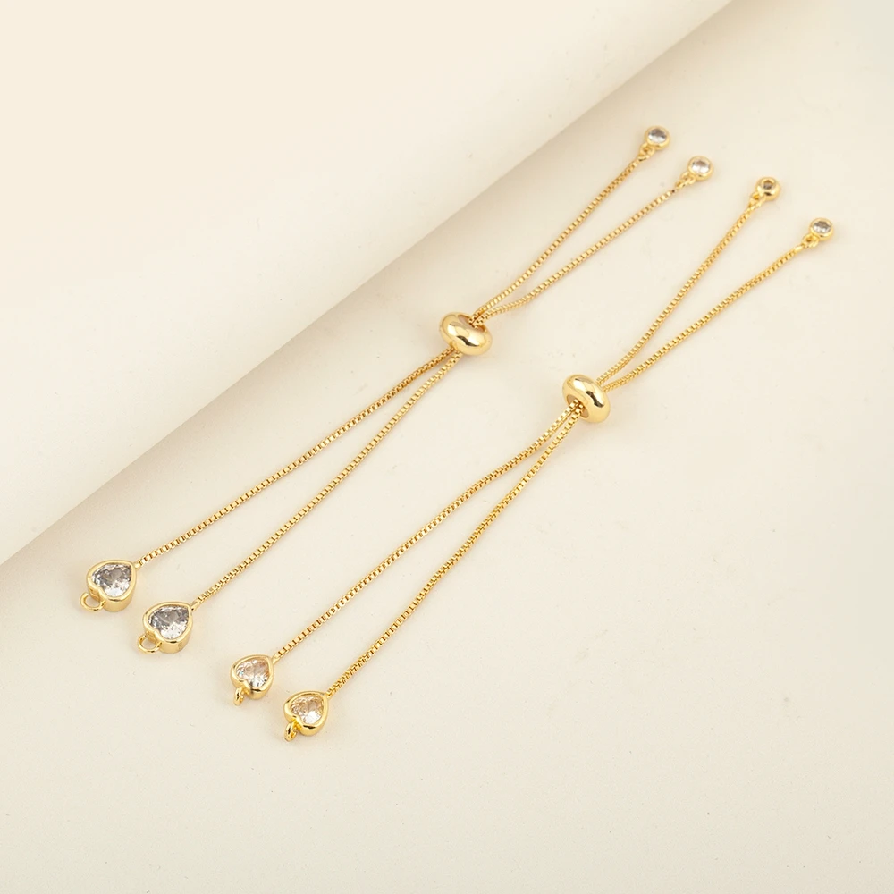 

AIBEF 3pcs/lot Accessory Connector Copper Chain DIY Bracelet Adjustable Handmade Heart Crystal Jewelry For Women Beach Party