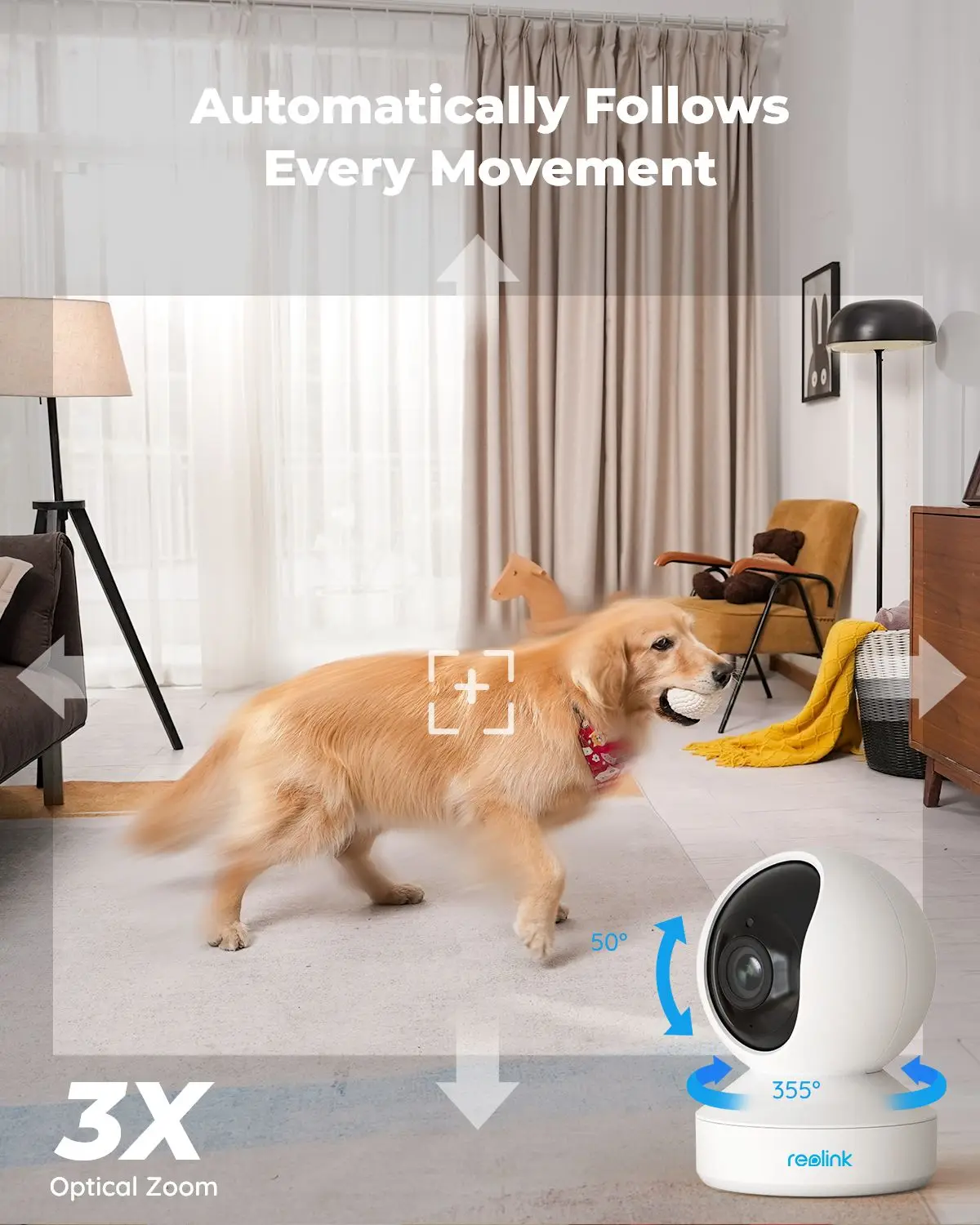 Reolink 5MP PTZ IP Camera 2.4G/5G WiFi Camera HD Indoor 3x Optical Zoom human pet detection security Camera Baby Monitor E1 Zoom