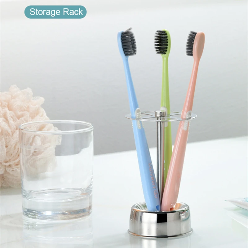 Stainless Steel Toothbrush Holder Toothpaste Stand Shelves Bathroom Organizer Freestand Stationery Makeup Brush Kitchen Storage