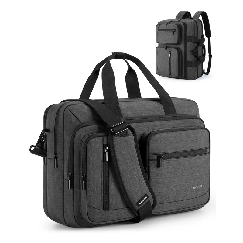 BAGSMART torba na laptopa dla mężczyzn 3 w 1 teczka na komputer 17,3 cala wodoodporna okładka na notebooka plecak biurowy do podróży służbowych — zdjęcie 2