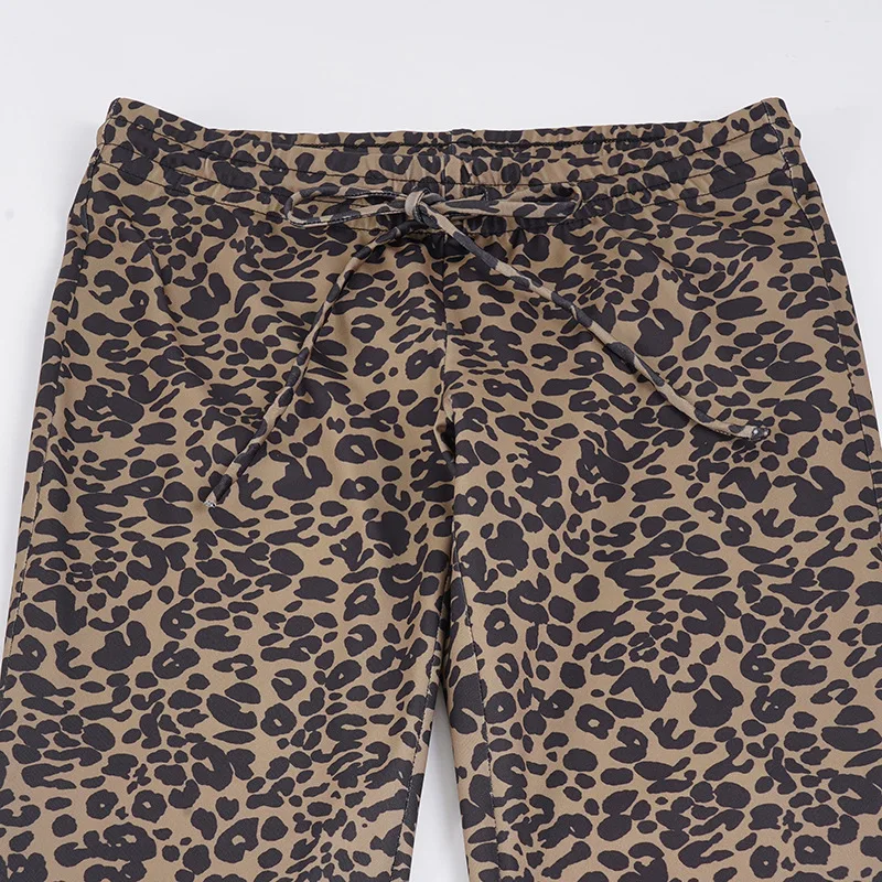 مثير ليوبارد طباعة منخفضة الخصر الدانتيل متابعة متوهج السراويل شخصية أزياء الورك ملفوفة عارضة السراويل