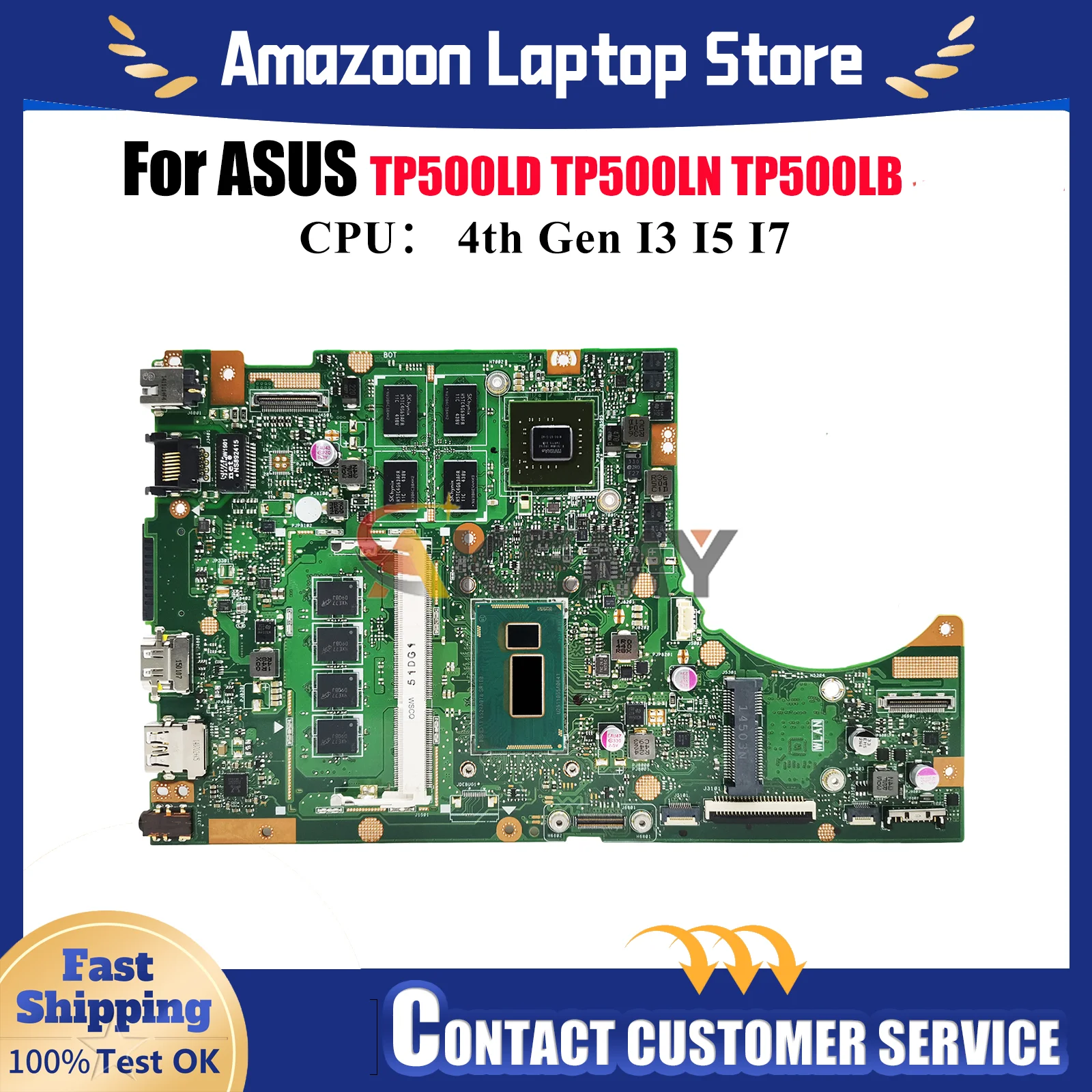 

TP500LN Laptop Motherboard For ASUS VivoBook Flip TP500L TP500LD TP500LN TP500LB Mainboard With I3 I5 I7 CPU 100% tests OK stk