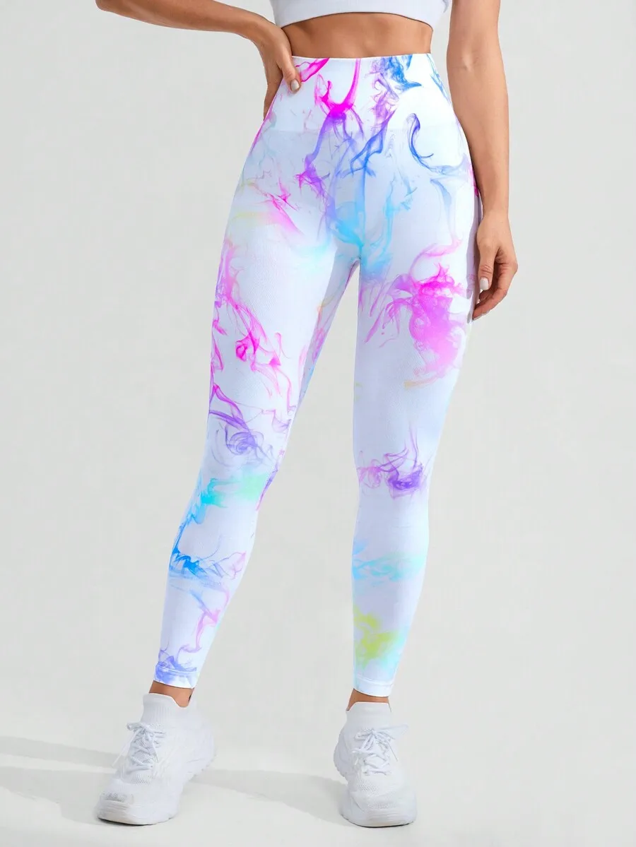 

Tie Dye Print High Waist Yoga Leggings Women Sport Pants