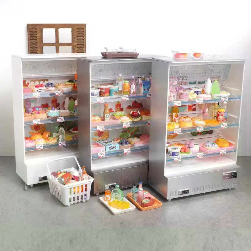 Realistic Dollhouse Miniature Refrigerator Kitchen Display Furniture Food Accessory Set for DIY Dollhouse Renovation