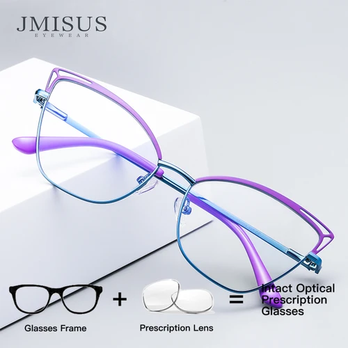 JMISUS mariposa fotocromática Anti rayos azules gafas de lectura mujeres miopía hipermetropía prescripción gafas ópticas personalizadas