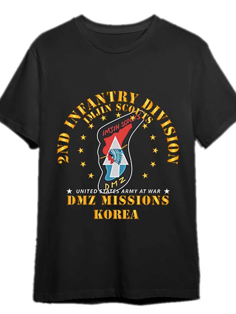 2nd Infantry Division Graphic - "ImJin Scout" Design-100% cotton O-neck summer short sleeve casual men's printed T-shirt.