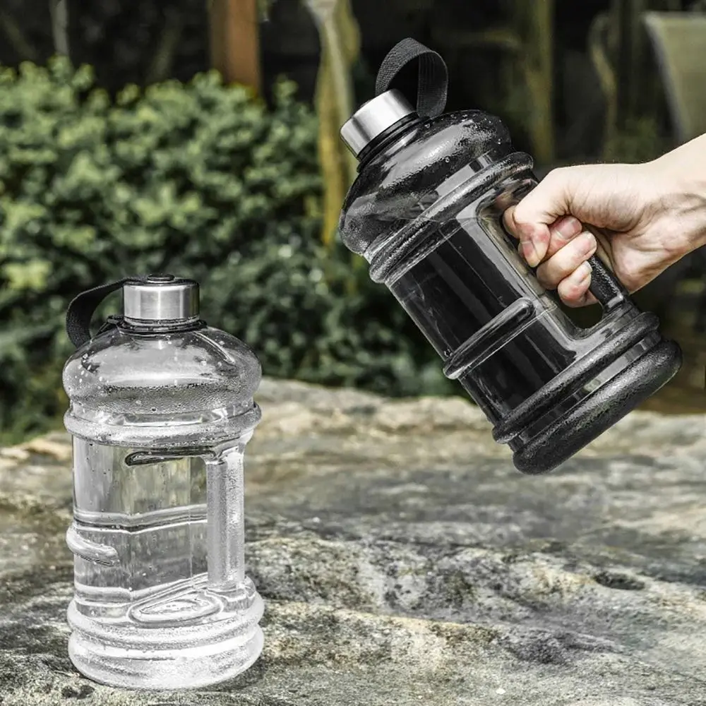 Botella de agua de gran capacidad PETG de 2l para entrenamiento deportivo, botella agitadora con asa, botella de galón para gimnasio al aire libre