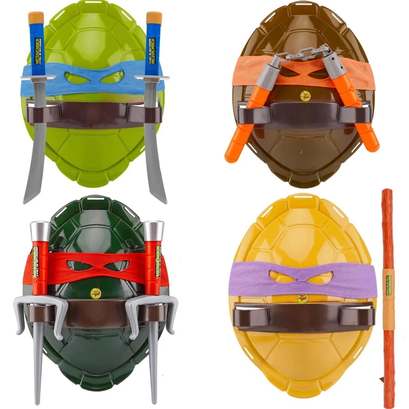 Image of 4-teiliges Set Teenage Mutant Ninja Turtles Schildkrötenpanzer Augenmaske Halloween Cosplay Bühnenauftritt Party Foto-Requisiten Geschenk