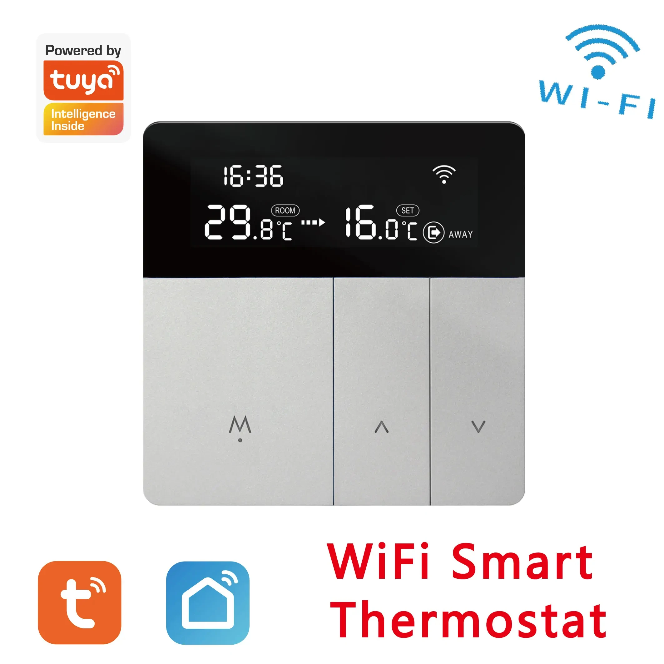 

Tuya WiFi Smart Thermostat Temperature Controller LCD Touch Screen Electric Floor Heating Water 100-240V Remote Control