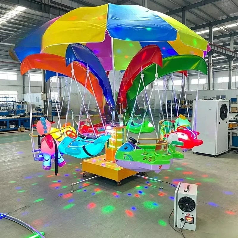 Outdoor Kids Mini Carousel Rotating Flying Chair Large Outdoor Entertainment Equipment Amusement Park for Sale