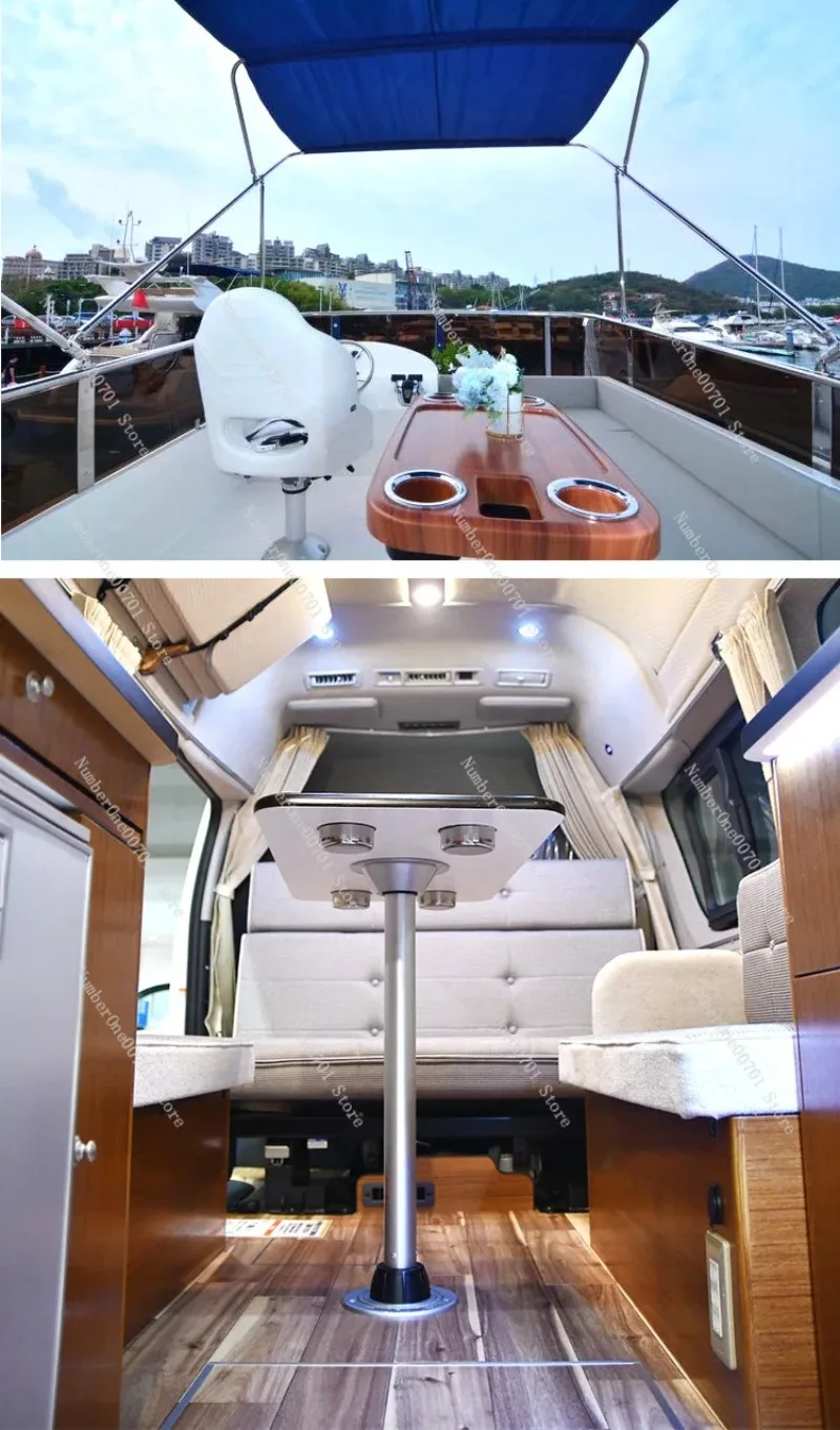 

RV Detachable Teak Lacquered Dining Table Yacht Aluminum Alloy Movable Table Legs Tabletop Support