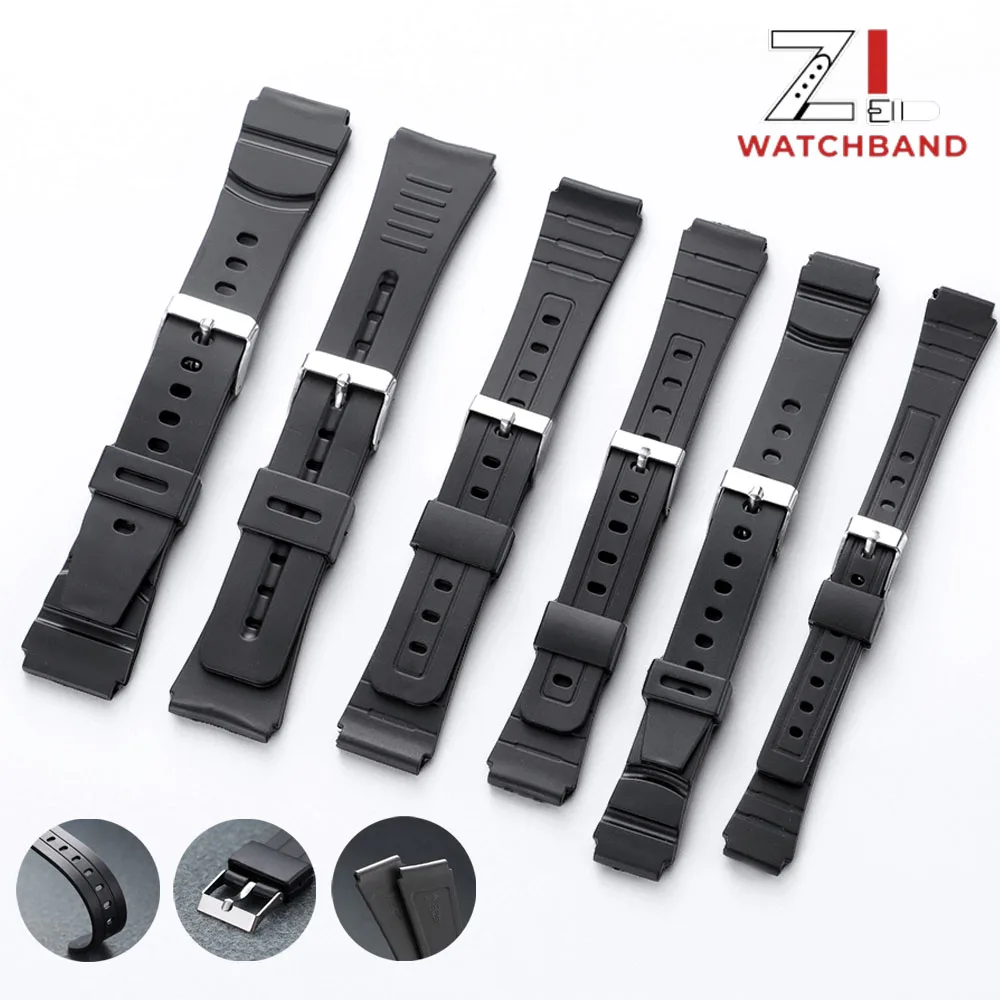 12/14/16/18/20/22mm Bracelet For CASIO Silicone Watch Strap for W800H SGW400 F91W F84 F105/108 A158/168 AE1200/1300 Resin Belts