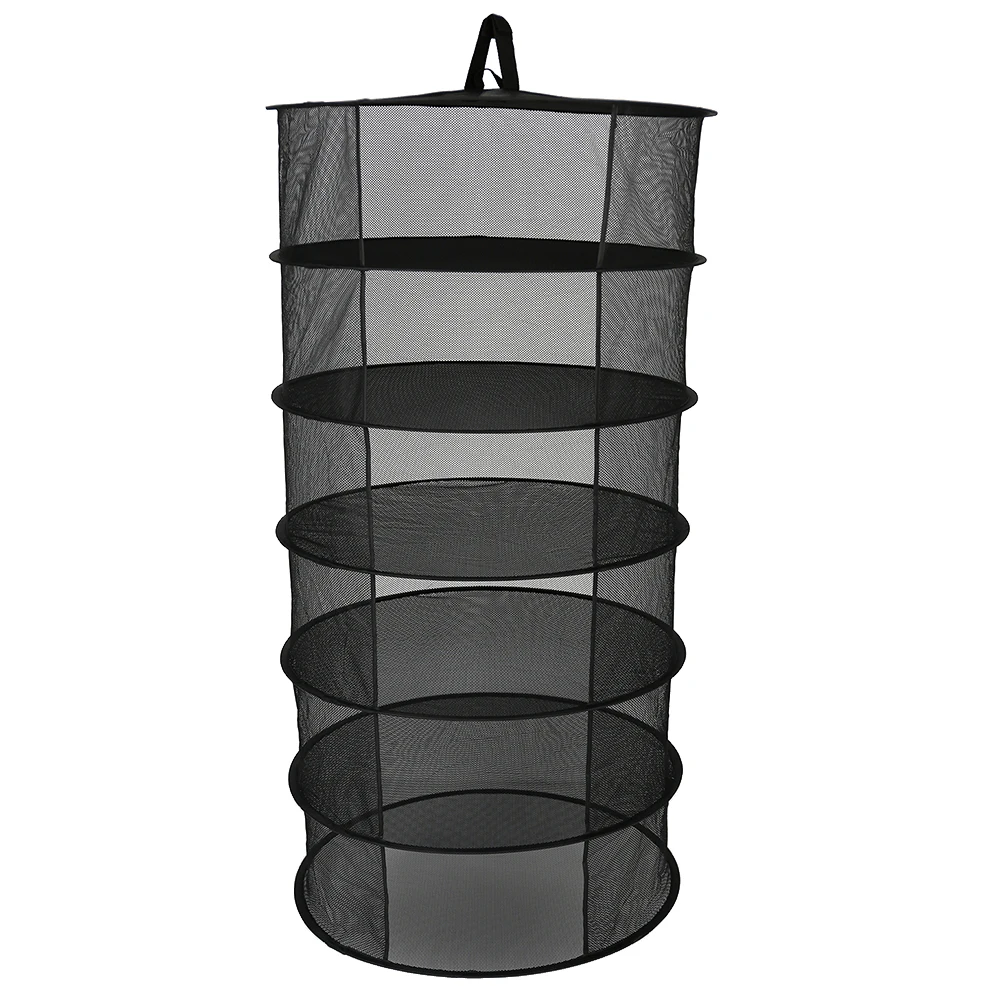 

6-Layer Net Hanging Storage Rack Foldable Vertical Clothes Drying Mesh for Camping Tent Herb Bean Drying Open Rack DryingNet