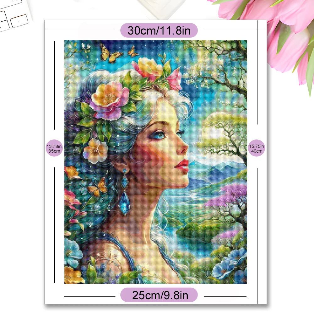 MomoArt Diamond Painting Woman Portrait Full Square Round Girl Mosaic Flower Embroidery Cartoon Needlework Wall Decoration