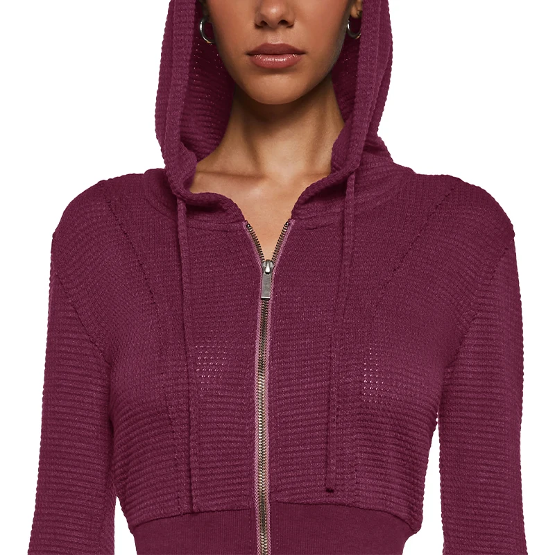 سترة نسائية جديدة للخريف والشتاء بلون واحد مع قلنسوة بسحاب ملابس خروج رائعة بأكمام طويلة مع قلنسوة سترة مقصوصة سوداديرا فيخد إزخاب