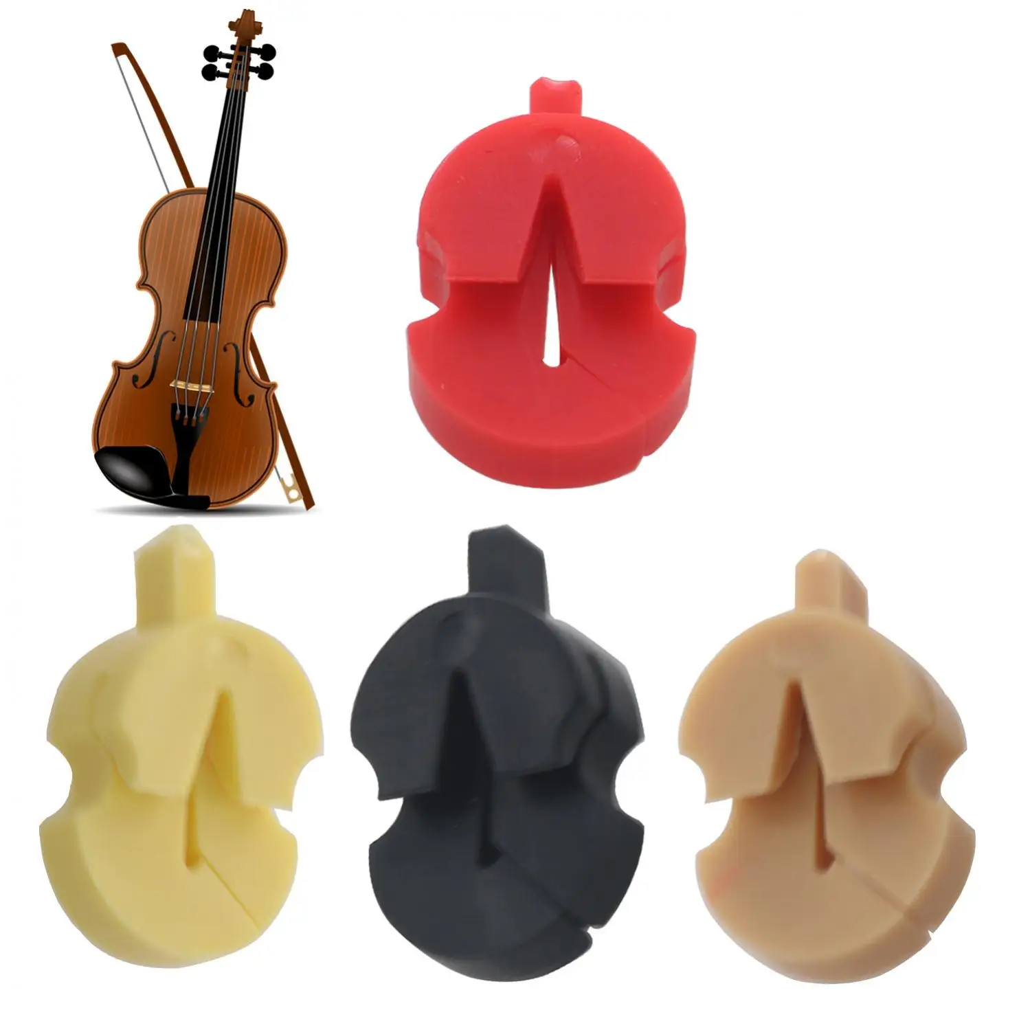 3 Piece Soft Rubber Violin Mute, Stringed Instrument Violin Muffler Violin Accessories 4 Colors for Optional