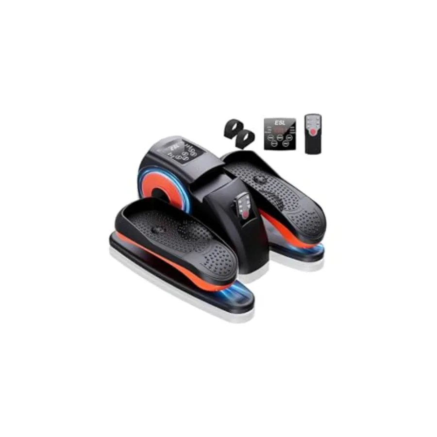 

ESL Under Desk Elliptical Portable Leg Exerciser with Pedal Strap for Seniors Compact Seated Elliptical with Remote Control LCD