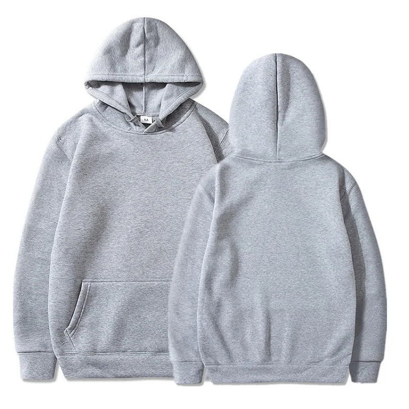 new mens solid grey Hoodies Autumn Long Sleeve Pullover Tops Casual Pocket Hoodies Unisex Outer Loose Sport Wear