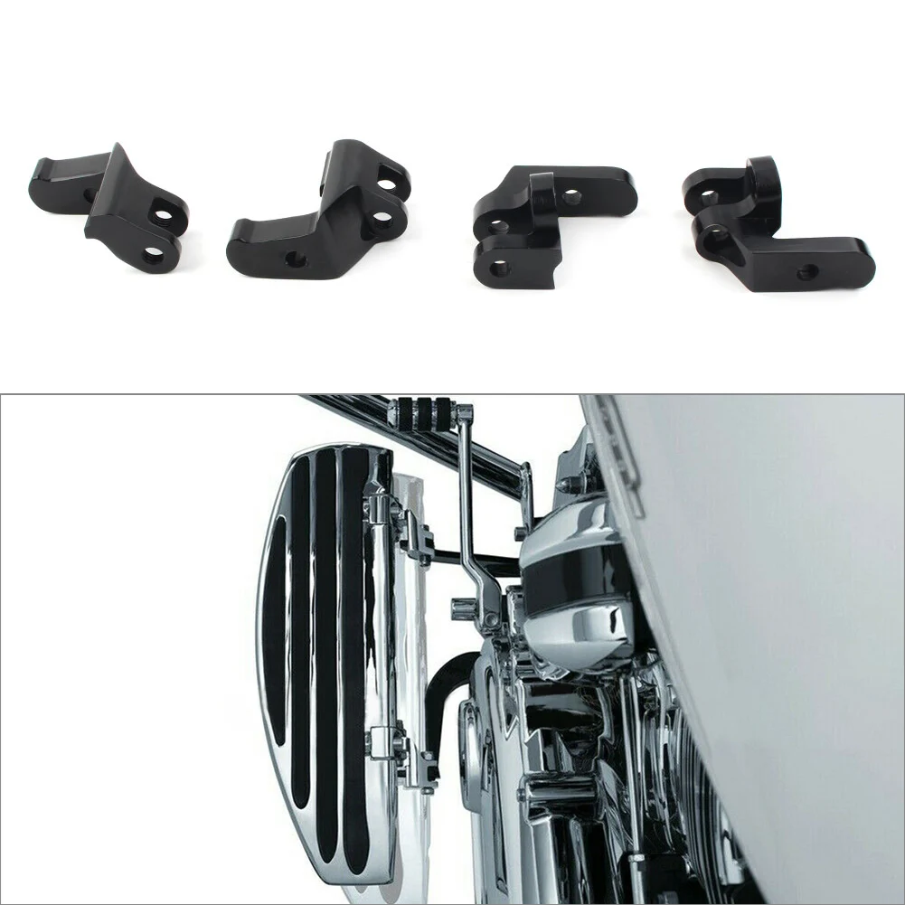 4Pcs/Set For Harley Road King Electra Glide 1997-2016 Motorcycle Driver Floorboard Relocation Brackets Black Metal