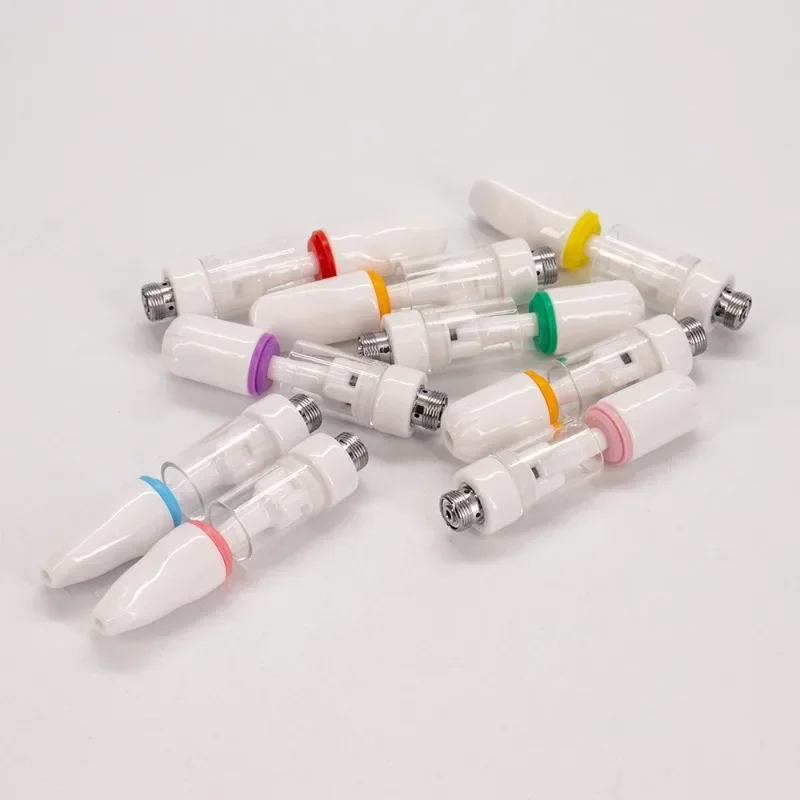 100pcs Colorful Full Ceramic 510 Thread Vape Cartridges Atomizer Press Round/Flat Drip Tip Carts for Thick Oil Vaporizer Pen