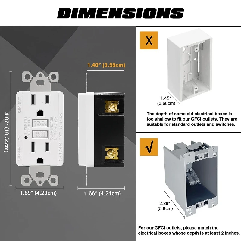 home.home. Pack GFCI Outlets 15 Amp, Non-Tamper Resistant,Circuit Interrupter, Wallplate Included, ETL Listed, White