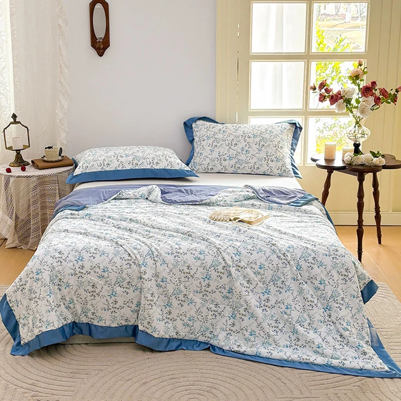 

Охлаждающее одеяло с цветочным принтом, летнее одеяло для кровати, ультра-крутое легкое одеяло с охлаждающим одеялом из бамбуковой ткани