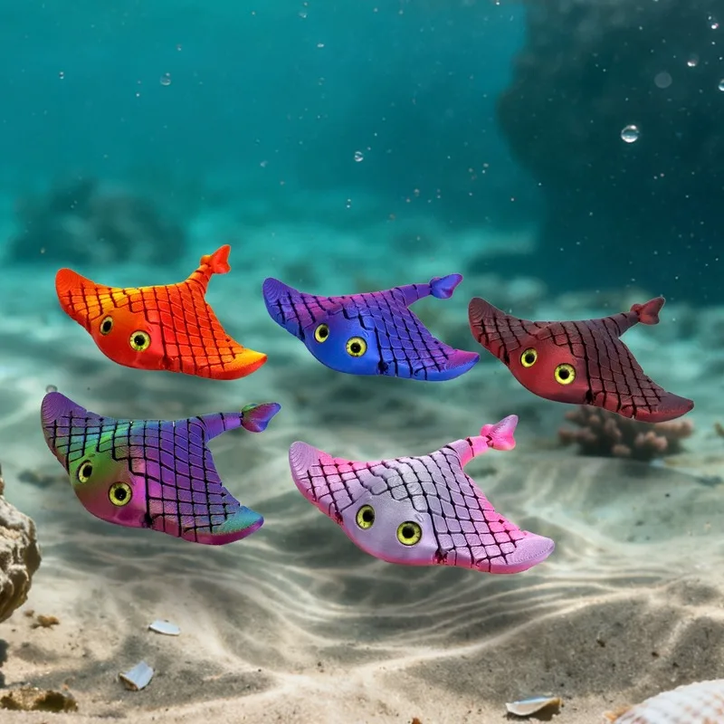 3D Printed Ray Fish Figurine Manta Model Toy Ocean Aquatic Animal -Bionic Stingray Movable Devil Ornament