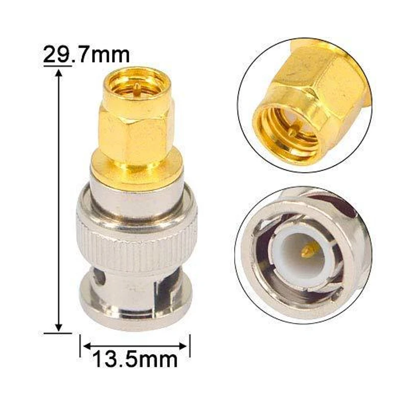 50Pieces SMA Male to BNC Male RF Coax Adapter for SDR Ham Radio Baofeng Two Way Handheld