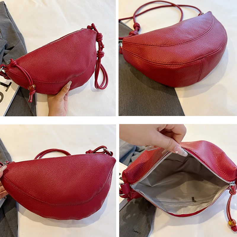 New Genuine Leather Women\'s Handbag Solid Color Simple Female  Shoulder Bag Wallet Fashion Trend Women Saddle Bags Sac A Main