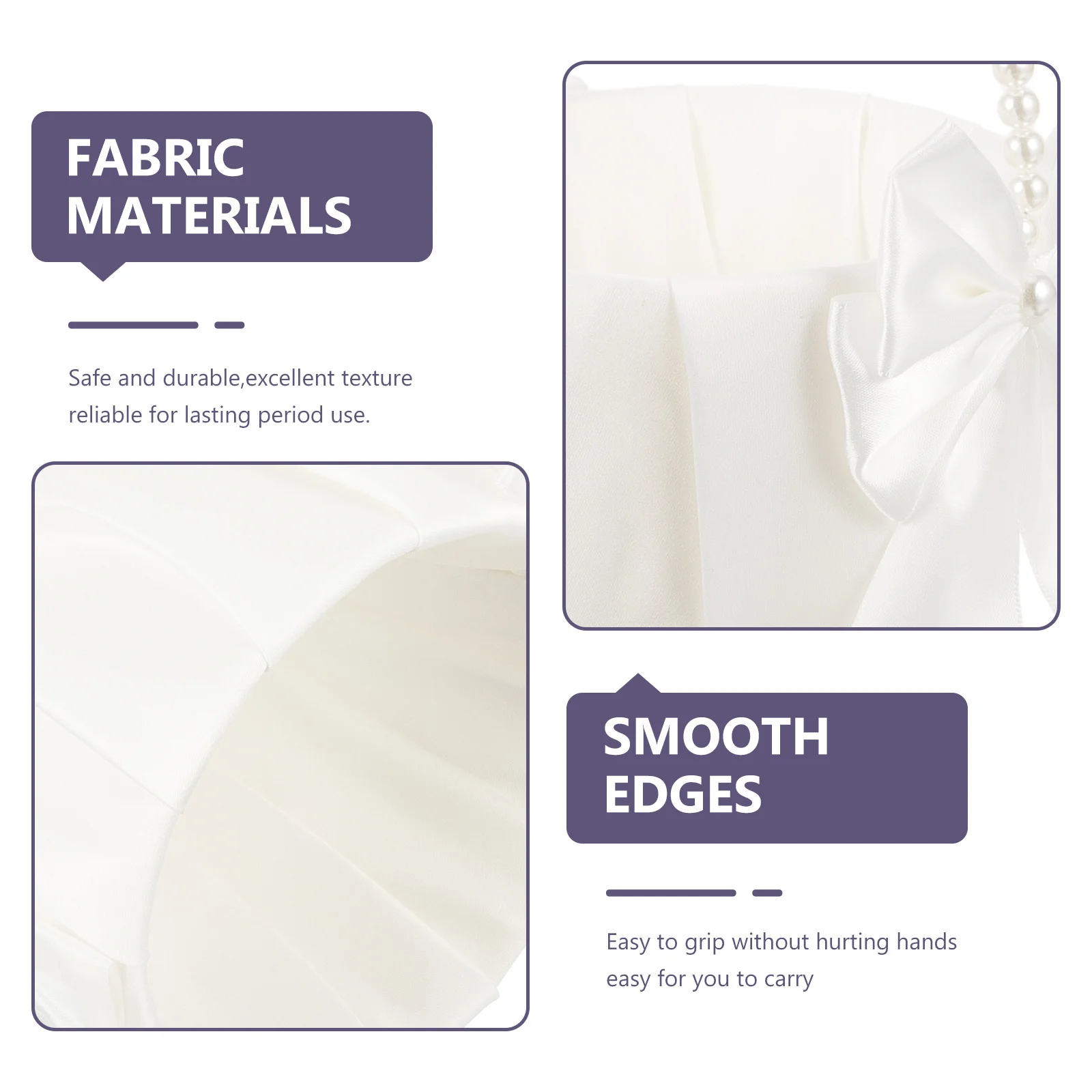 

2Pcs Wedding Flower Baskets Classic Color Lace Pearl Design Bridal Basket Elegant Handle for Flowers Petals Party Decor